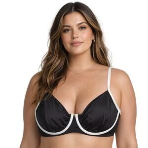 Shade & Shore Bikini Top Womens Sz 20 Black White Underwire Removable Pads NWT